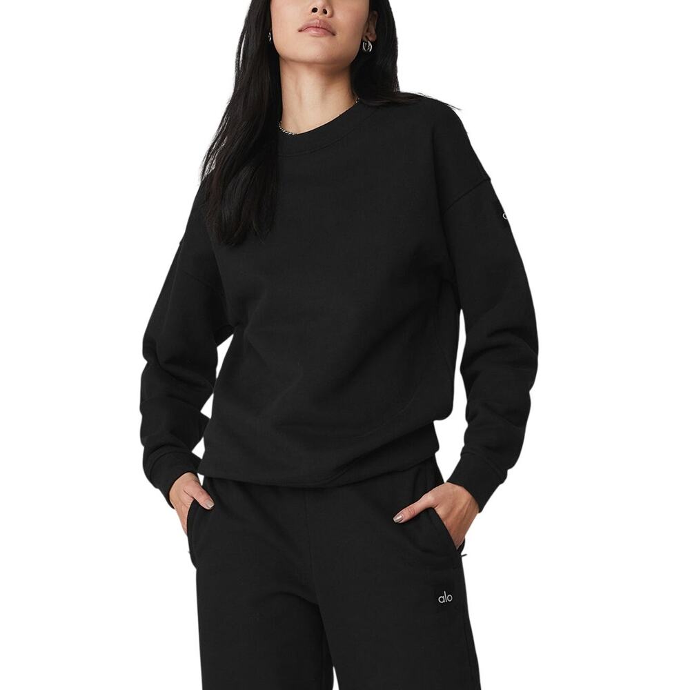 Alo Yoga Renown Heavyweight Crewneck Sweatshirt Black M